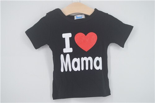 Meisje t-shirt T-shirt voor meisjes jongens t-shirt baby meisje baby jongens kleding jongens tops meisje kleding 1 STKS/PARTIJ DXJP-008-1P: BLACK-MAMA / 12m