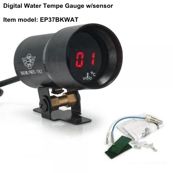 EPMAN 37mm Digital Geraucht Volt Meter Wasser Temp Öl Temp Messgerät Öl Drücken Sie Messgerät Schub Turbo Meter Tachometer EP-DGT-AF: Wasser Temperatur