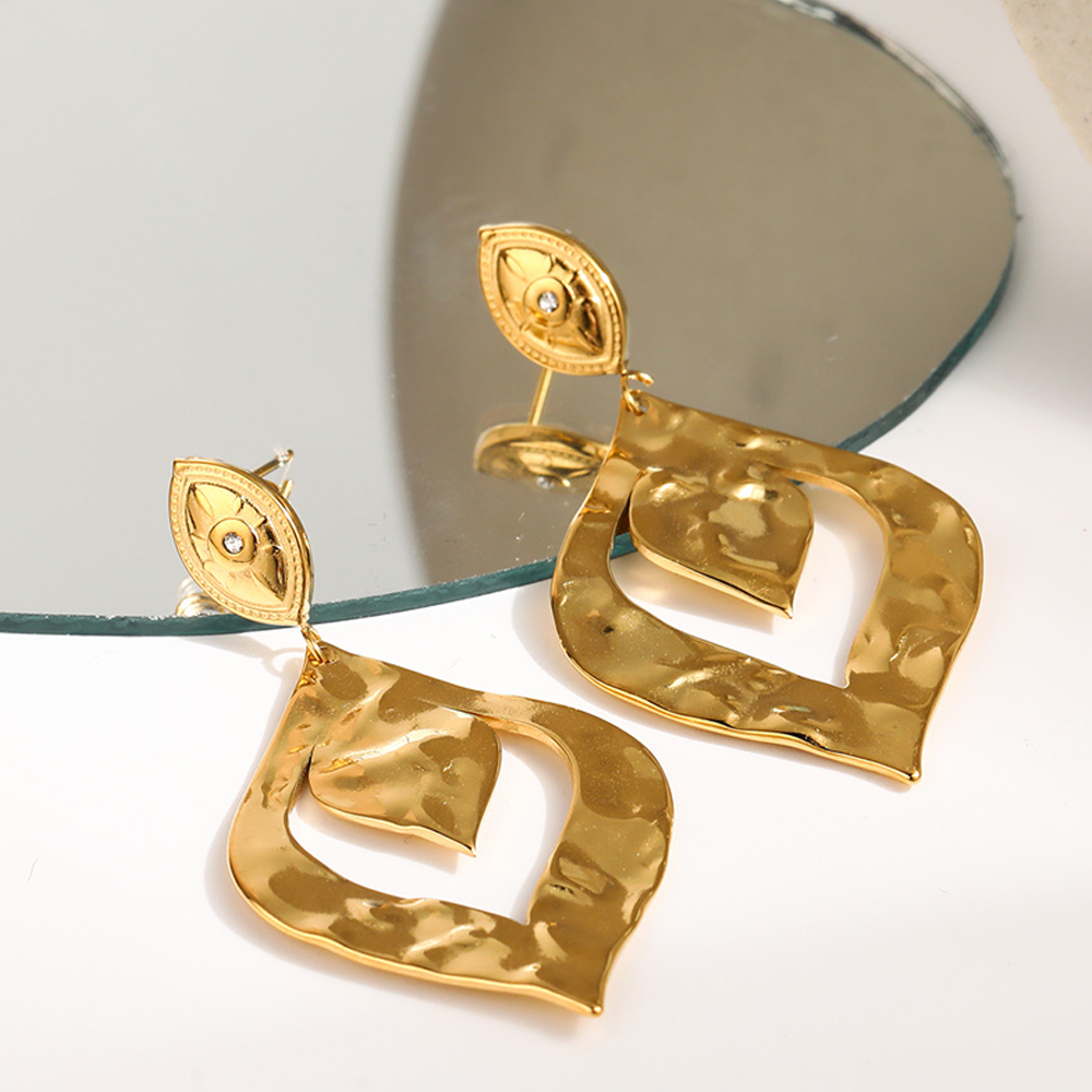 WILD & FREE Boucles d'oreilles suspendues en acier inoxydable doré pour femmes, bijoux esthétiques Vintage