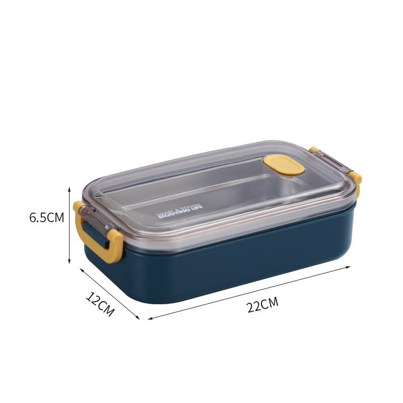 304 rustfrit stål termisk frokost kasse kontorarbejder bento boks enkelt/dobbelt lag studerende børn mad opbevaring container butik: Blå -1
