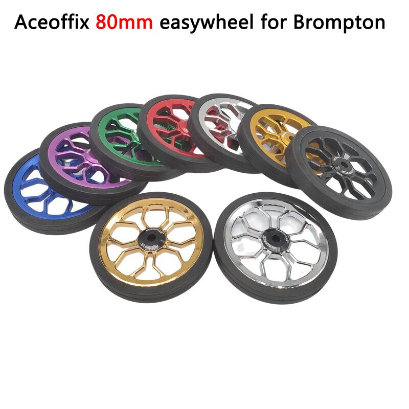 Aceoffix-rueda de empuje de gran tamaño para bicicleta, rueda fácil de 80mm para Brompton, 1 par