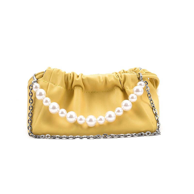 Factoo Perle kleine tasche, damen-umhängetasche, faltbare Wolke Tasche, diagonale Mini-Kupplung: Gelb