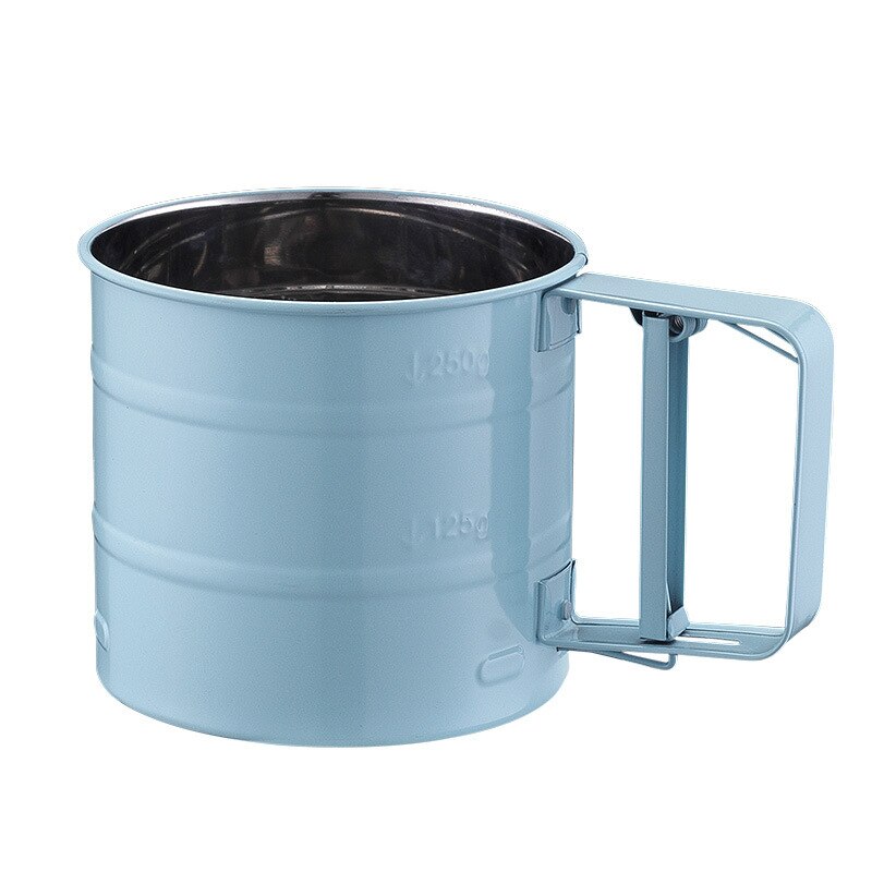 Edelstahl Halbautomatische Mehl Sieb Backen-werkzeuge Mehl Filter Tasse Filter Sieb Hand Mehl Sieb Backen Zubehör: Blau