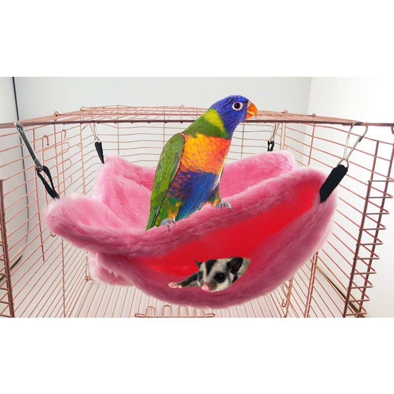 Dubbele Laag Pluche Vogel Opknoping Cave Kooi Snuggle Hut Tent Bed Parrot Opknoping Swing Bed Conure Van Stapelbed Speelgoed: pink / S 20x15cm