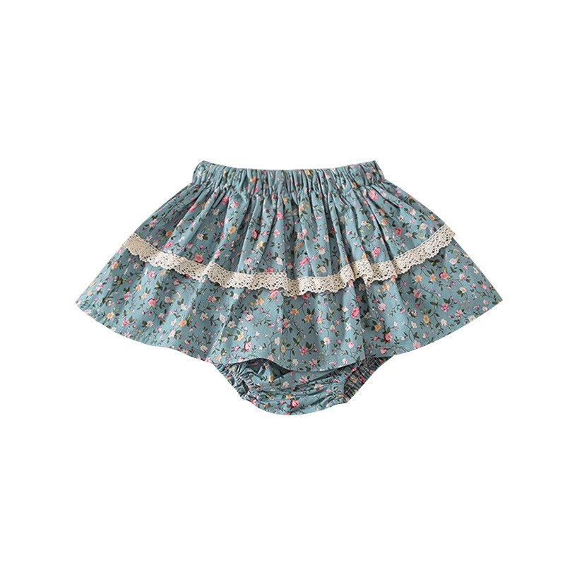 2227a Koreaanse Meisje Rok 2022 Zomer Baby Bloemen Rok Lotusblad Kant Brood Broek Bloemen Taart Rok Leuke Lantaarn shorts