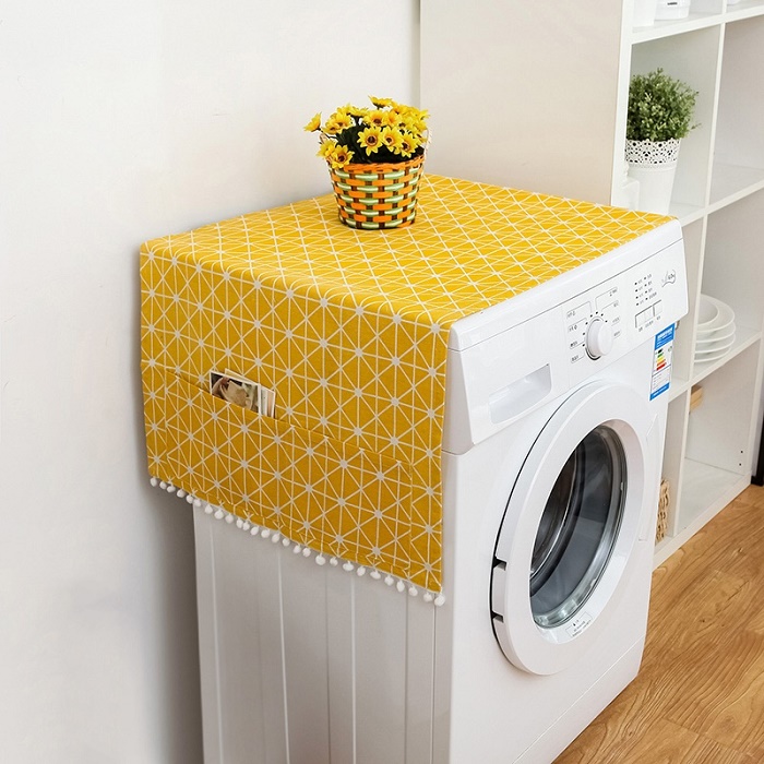 Geometric Refrigerator Cloth Single Door Refrigerator Dust Cover Pastoral Double Open Towel Washing Machine Cover Towel: 2-30x90