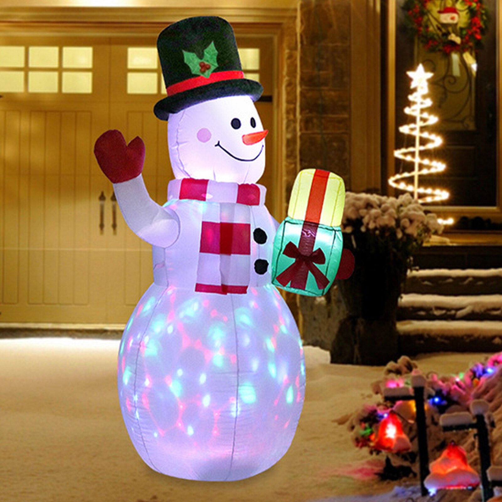 God jul oppustelig snemand lanterne lysende indendørs og udendørs dekoration fødselsdag julepynt år
