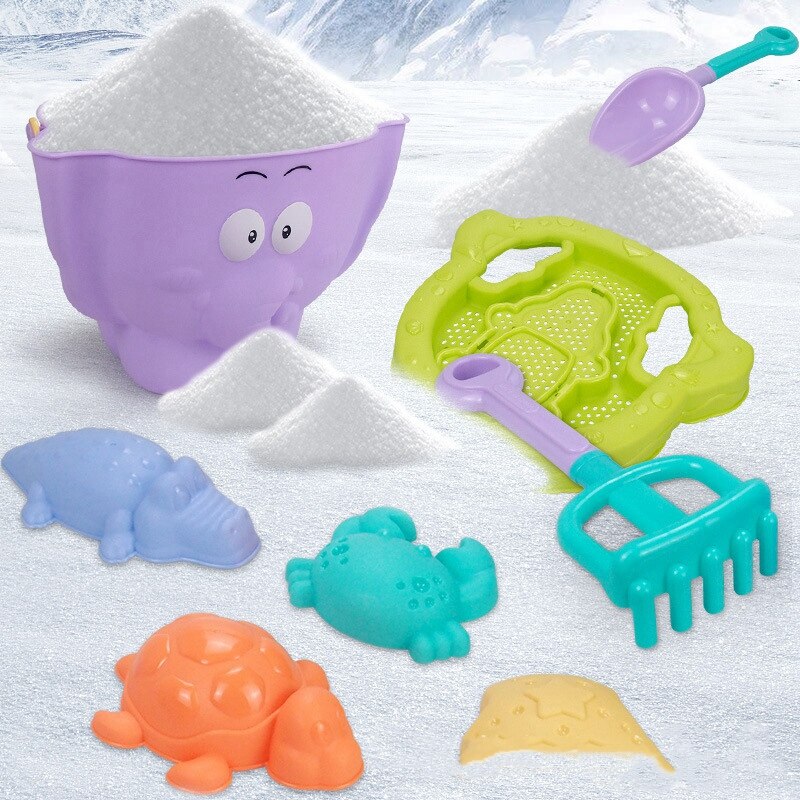 Soft Plastic Elephant Beach Toys Sand Toys for Kids Sand Bucket Rake Shovel Set Beach Turtle Crocodile Hippo Molds Toys