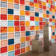 6 stk skridsikre fliser klistermærker vandtæt badeværelse køkken wall stickers selvklæbende mosaik marmor backsplash fliser mursten indretning