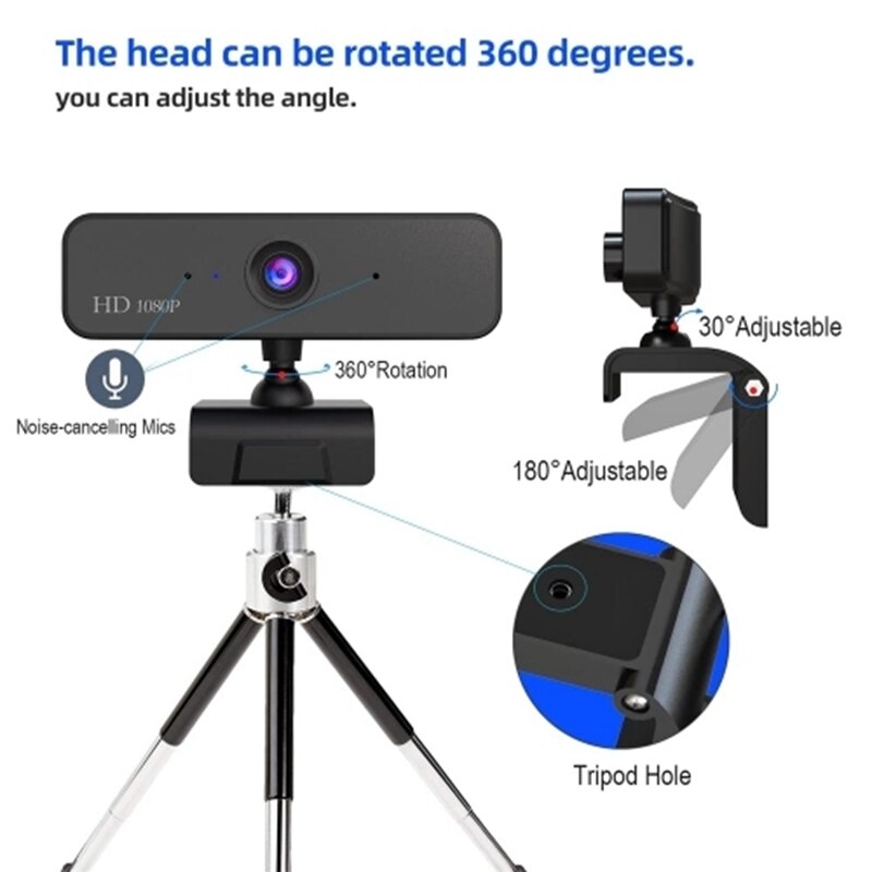 S2 HD 1080P Webcam Built-In Microphone High-End Video Call Web Camera for PC Laptop (Black)