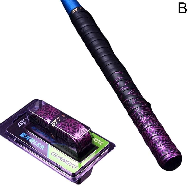 Gradient Colorful Fishing Rod Wrapped with Strap Sweatband Anti-Slip Printed Elastic Sweat Band Badminton Racket Grip Tape: B