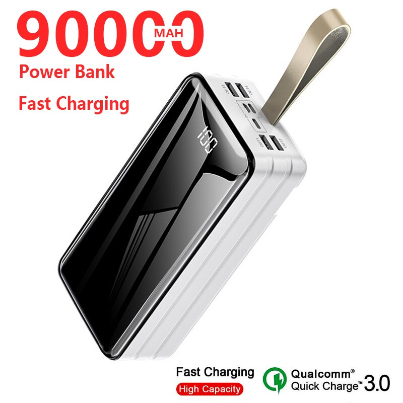 90000mAh Power Bank Large Capacity Portable Charger for Xiaomi Samsung Iphone 11 Outdoor Emergency Power Bank 4USB Port