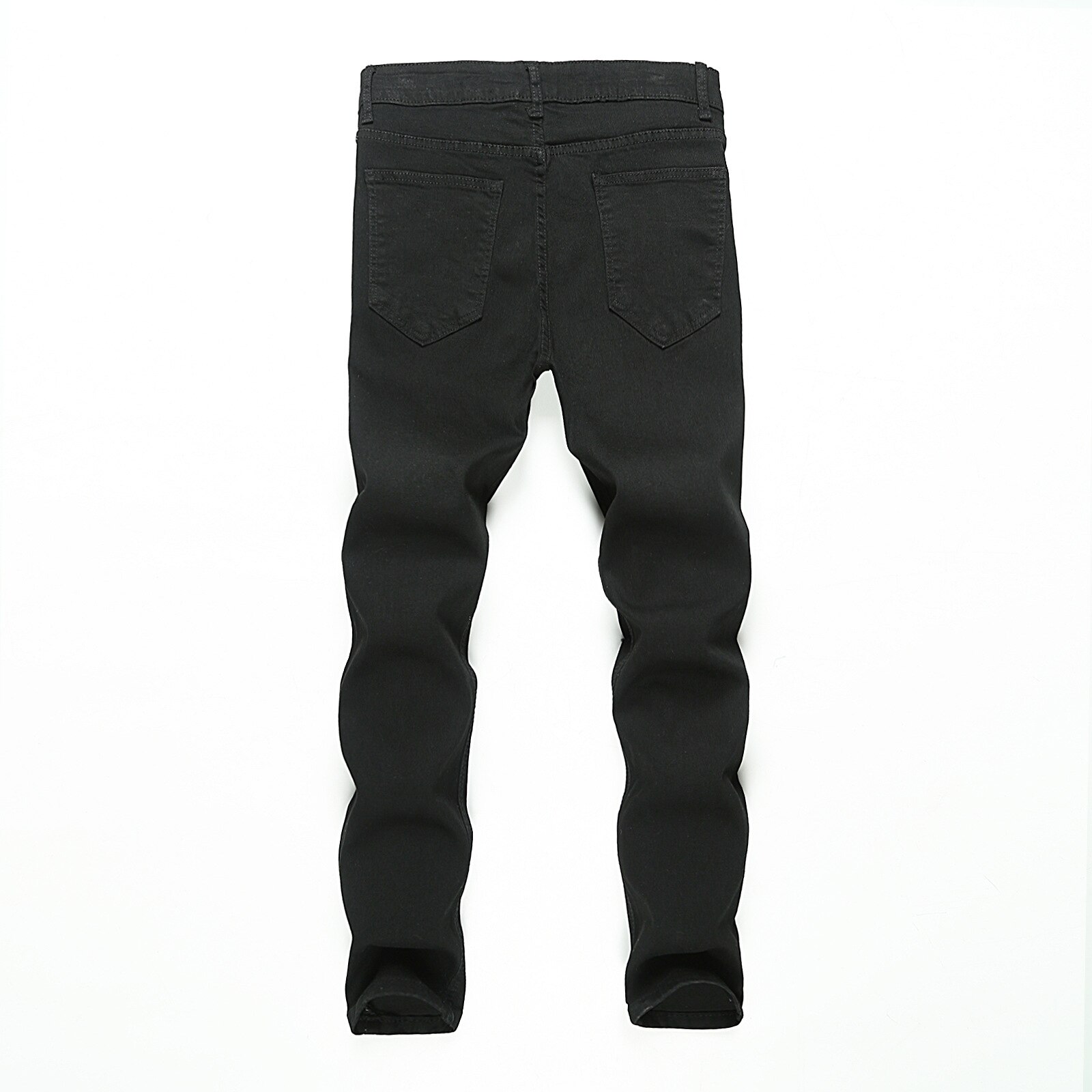Knie Gat Gescheurde Jeans Mannen Skinny Black High Street Style Elasticiteit Slim Verzwakte Casual Mannen Broek Broek Biker Jeans