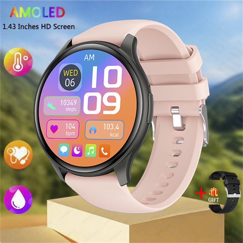 2025 novo para xiaomi huawei 1.43 polegadas bluetooth chamada smartwatch feminino masculino amoled 466*466 hd pixel display smartwatches senhoras: Laranja