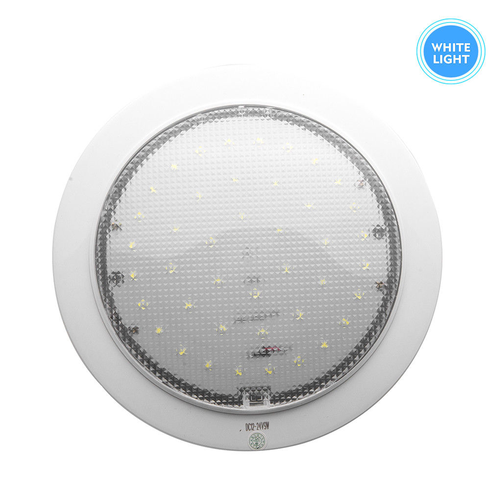 12v 9w led pannekake hvitt lys rv campingvogn båt interiør lugar tak kuppel lys