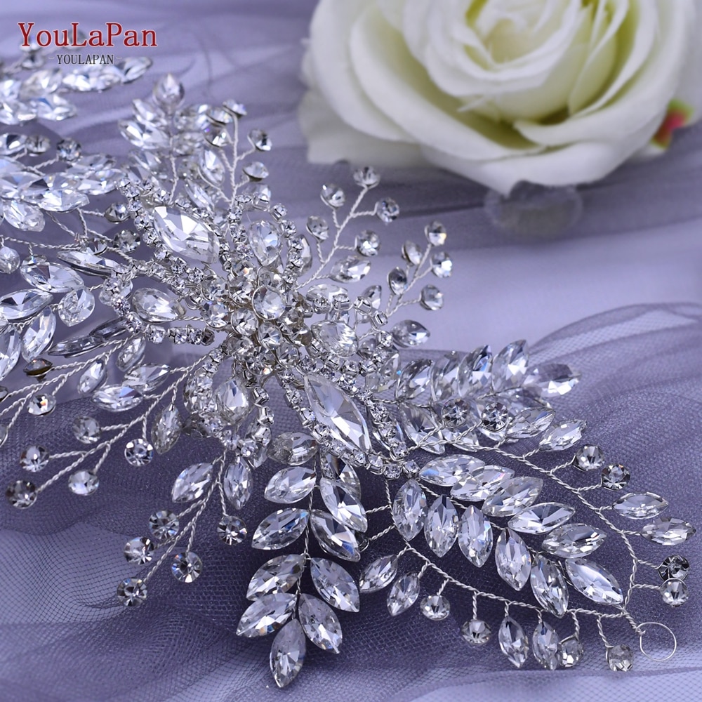 YouLaPan Rhinestone ślubny nakrycie głowy panny młodej kobieta luksusowe akcesoria do włosów opaska na ślubne nakrycia głowy ślubna tiara HP409