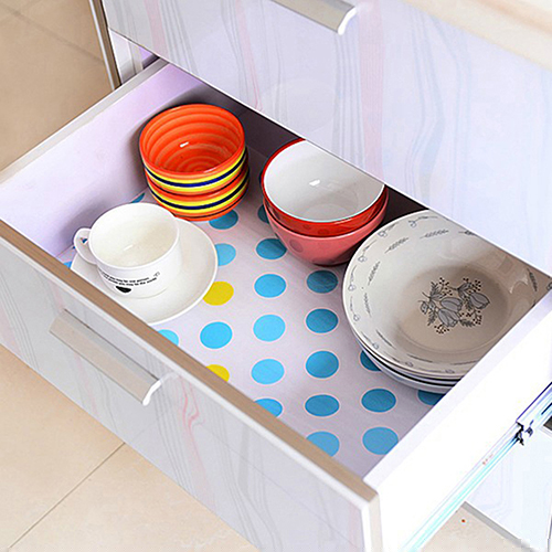 300cm Cute Polka Dots Shelf Paper Cabinet Drawer Liner Kitchen Table Mat Wardrobe Mat Printed Drawer Pad Paper