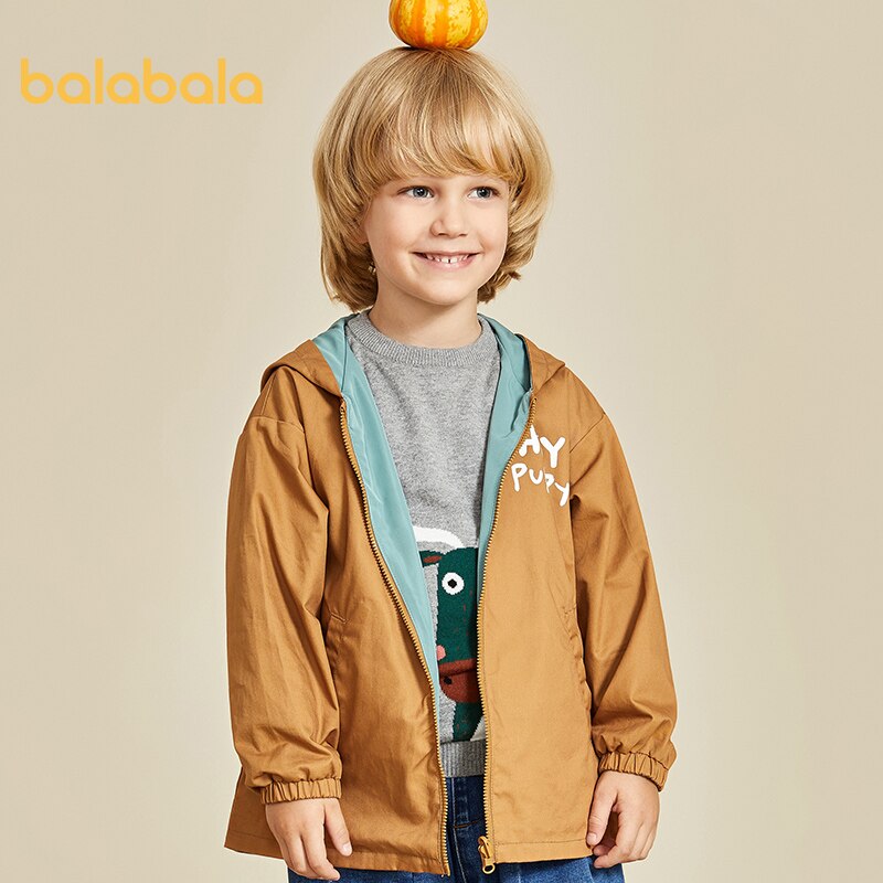 Balabala Boys jacket autumn children autumn clothes children clothing pure cotton art double-sided windbreaker