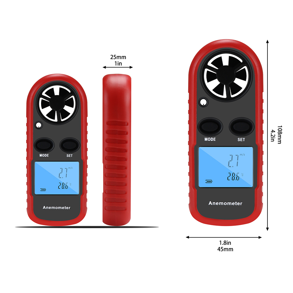 FangNymph WT816 Digital Tachometer Handheld Wind Speed Meter Tester Portable Wind Gauges Air Flow Thermometer Measuring Device