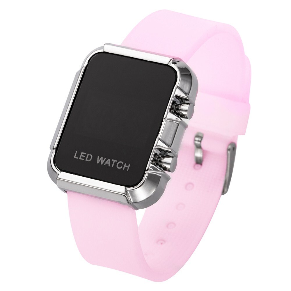 Reloj Digital con correa rosa para niños, pulsera con esfera cuadrada LED, para estudiantes y bebés, novedad