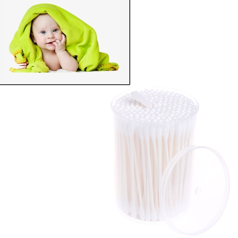 180Pcs Baby Swabs Cotton Double End Swab Disposable Thin Stick Cleaning Tools