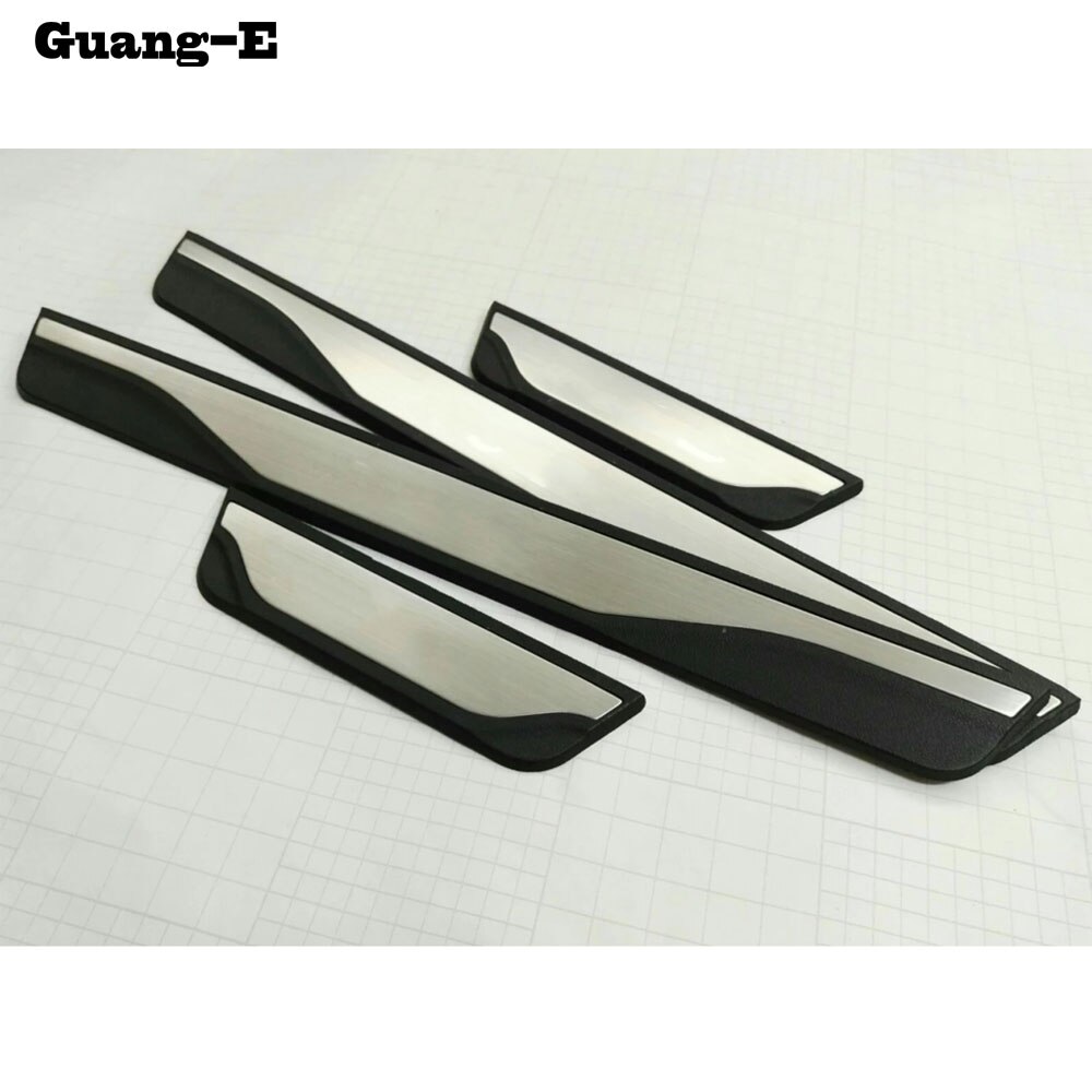 Bil plast & rostfritt stål pedal dörrlist scuff plate ram yttre tröskel 4 st för ford kuga escape
