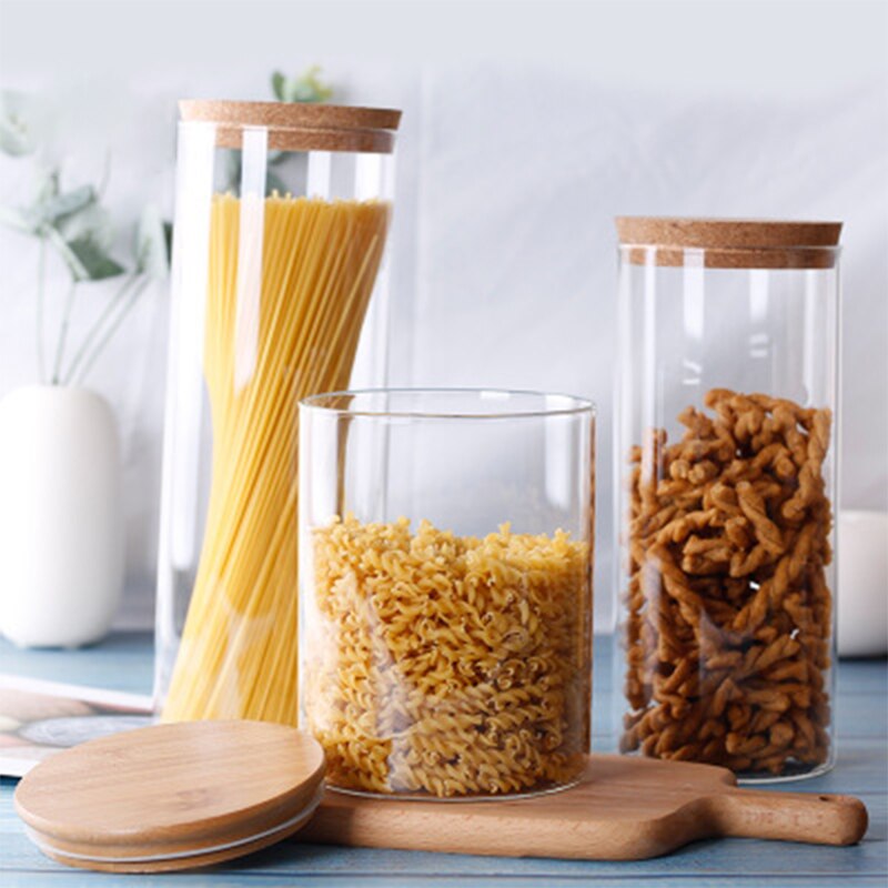 Pot à bonbons pour épices verre récipient Transparent bocaux en verre avec couvercles pot à biscuits pots de cuisine et couvercles petite taille