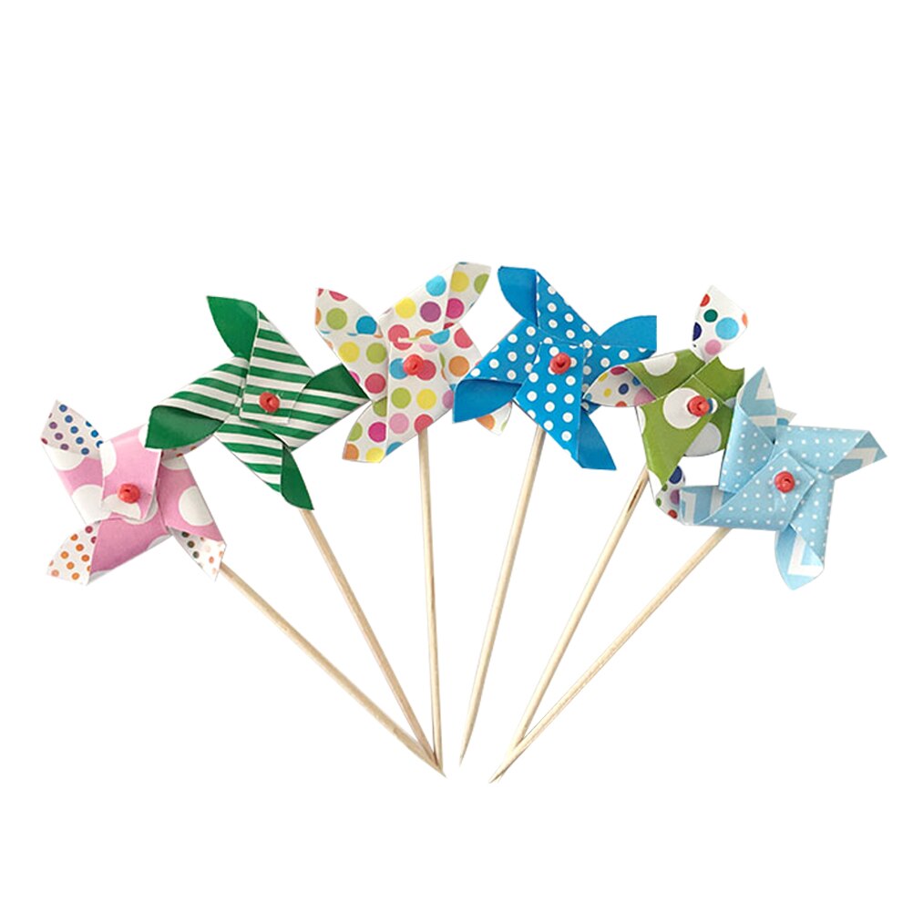 24 stuks Mooie Mini Windmolen Cupcake Picks Cake Toppers Wedding Baby Shower Party Cake Bakken Decoraties (Willekeurige Kleuren)