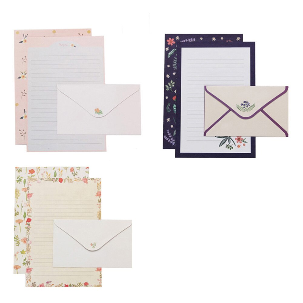 6 Sets of Beautiful Printing Smooth Simple Colorful Letter Papers Flower Writing Papers Flower Letter Papers: Default Title