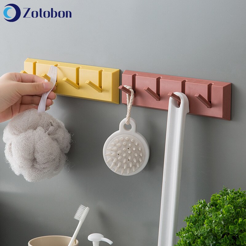 Zotobon Duurzaam 4 Haken Non-Punch Plakken Haken Badkamer Keuken Rekken Muur Deuren Achter Haken Kapstokken Woonaccessoires m367