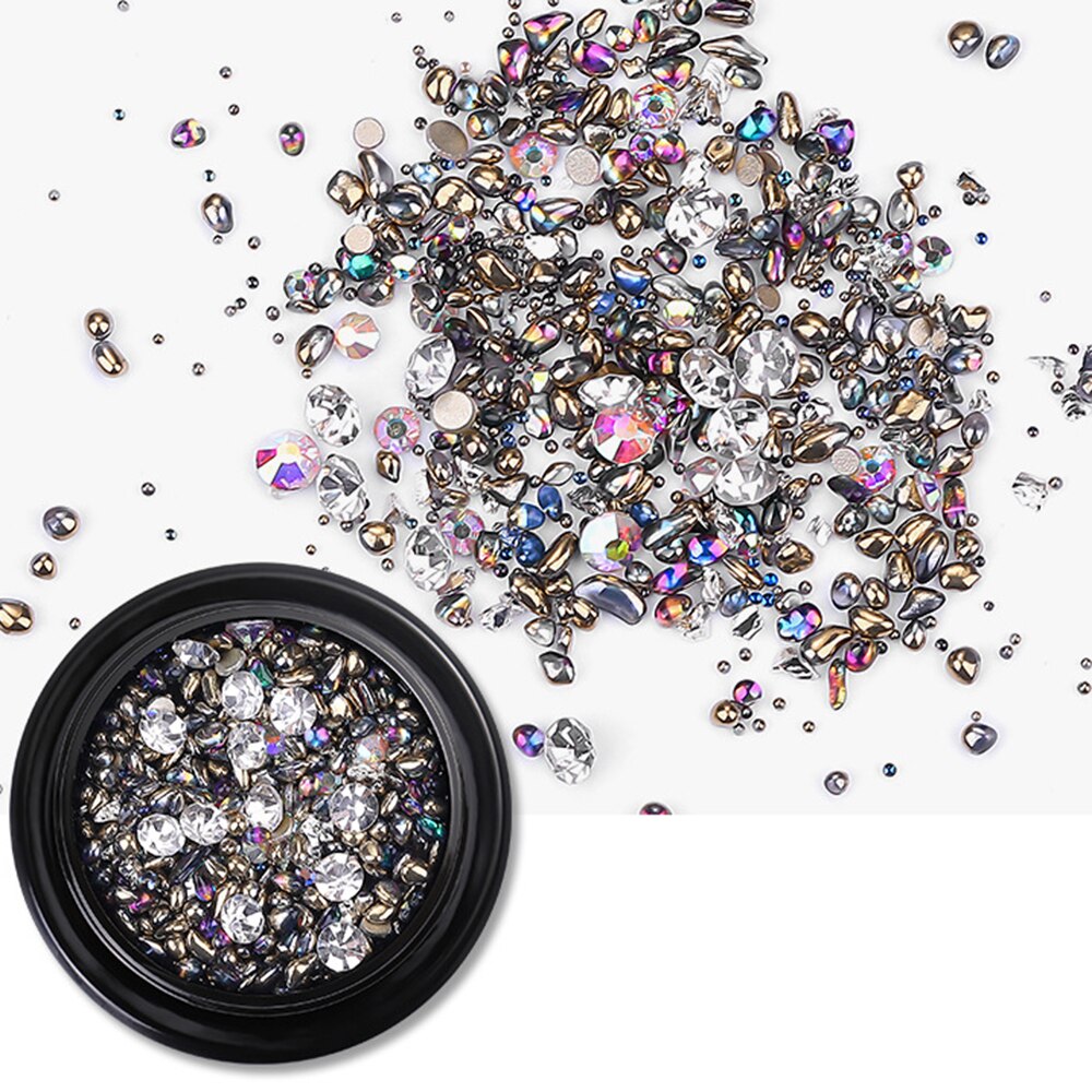 Nail art smykker luksus mine sort mikro bor hybrid sort knækket bor net rød 3d diamant krystal sand negle art dekoration: A -01