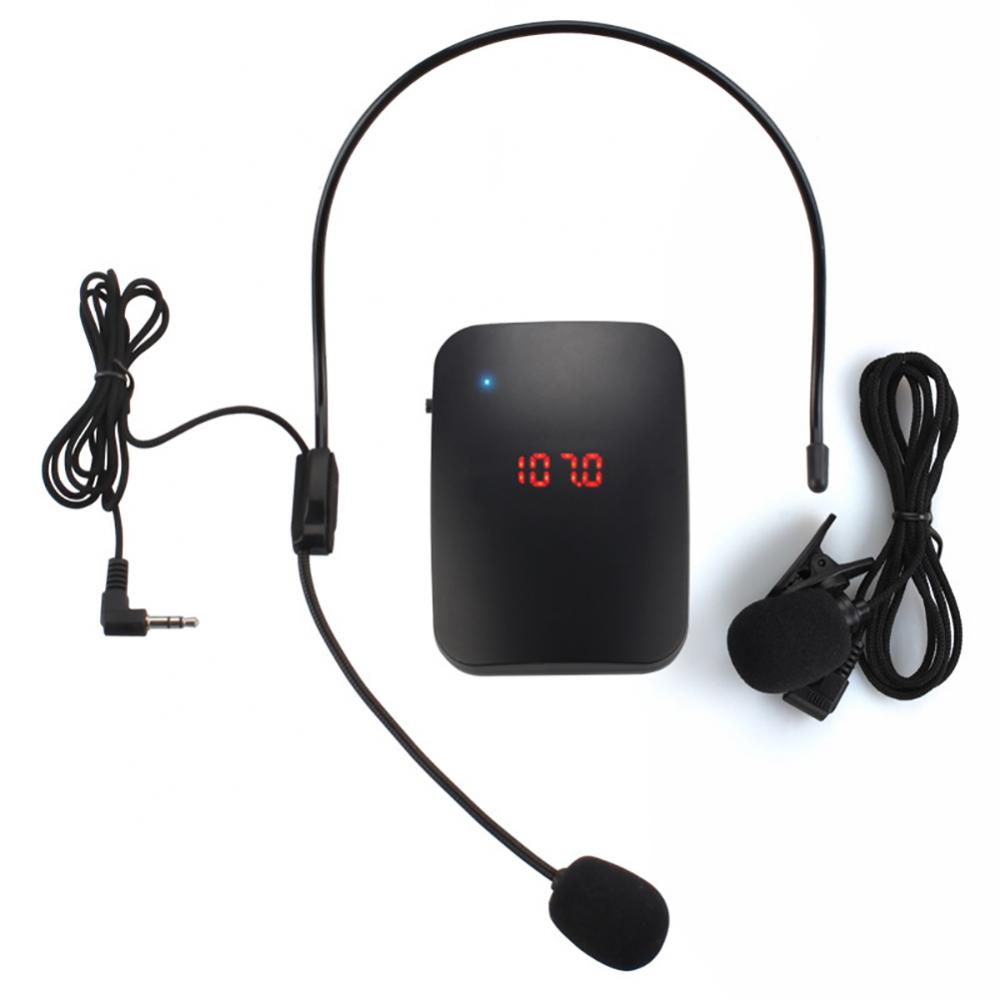 1 set FM draadloze headsetmicrofoon FM-radioversterker FM-zender Headset met beide headset MIC Kraag Clip-On MICROFOON: Default Title