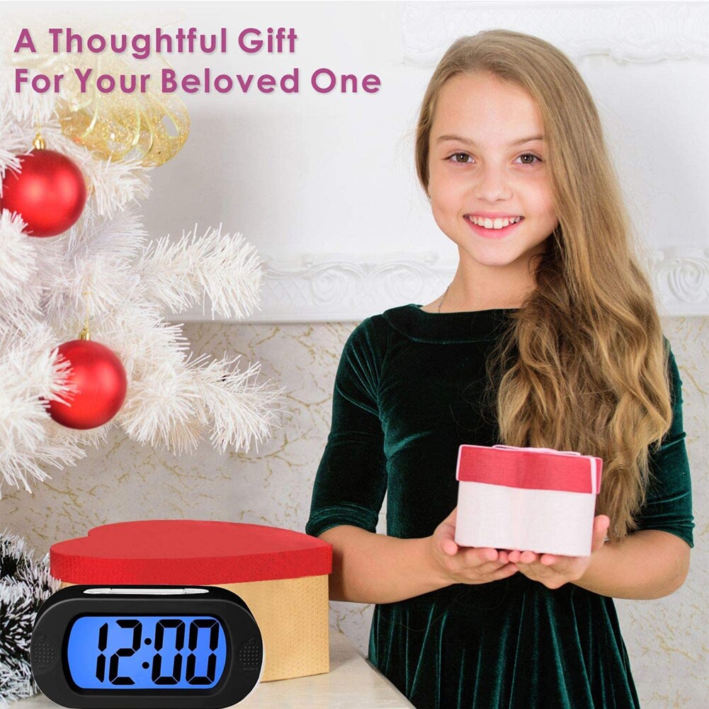 Silicone LCD Digital Alarm Clock Electric Snooze Clock Silicone Luminous Table Clock Home Decoration Alarm Clock Black Blue