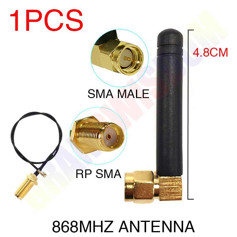 GRANDWISDOM – câble d'extension en queue de cochon, module d'antenne lora ipex 1 sma femelle 868mhz 2dbi mâle 915mhz, 1 pièce 2 pièces: 1PCS BLACK MC