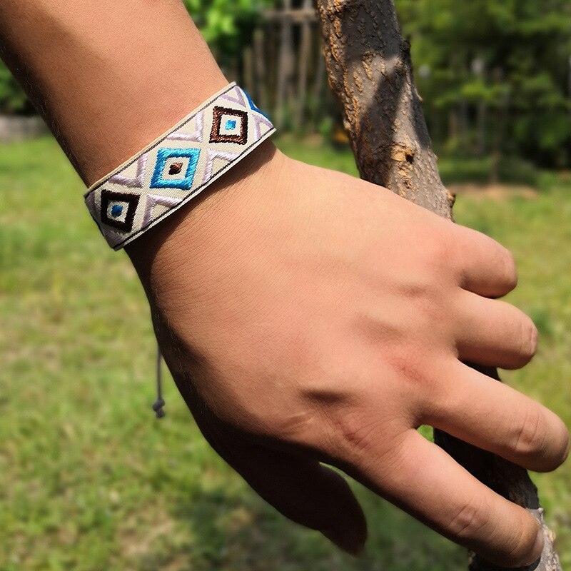 ABL333, Wrap Argyle Checks Pattern Geometric Charm Bracelet Women Boho Handmade Chic Girl Yoga Pulseras Femme