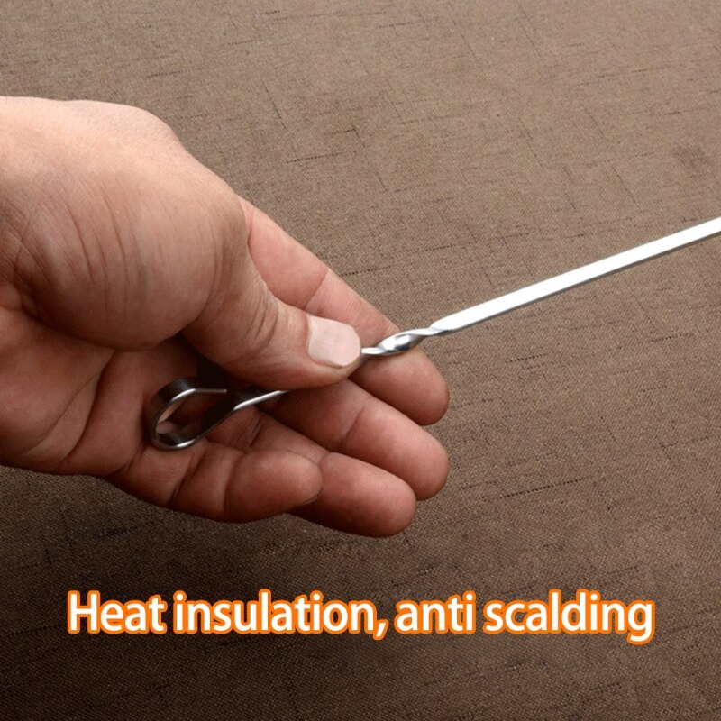 (12 sticks) stainless steel barbecue sticks barbecue utensils iron sticks delivered in black cloth bag