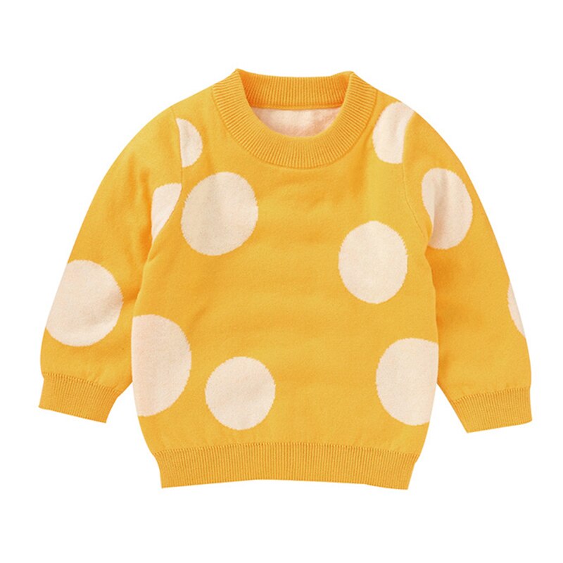 Herfst Baby Meisje Kleding Trui Baby Boy Kleding Leuke Stippen Ronde Hals Gebreide Trui Top Kinderkleding Gebreide Trui: 82W832-Yellow / 3T(100)