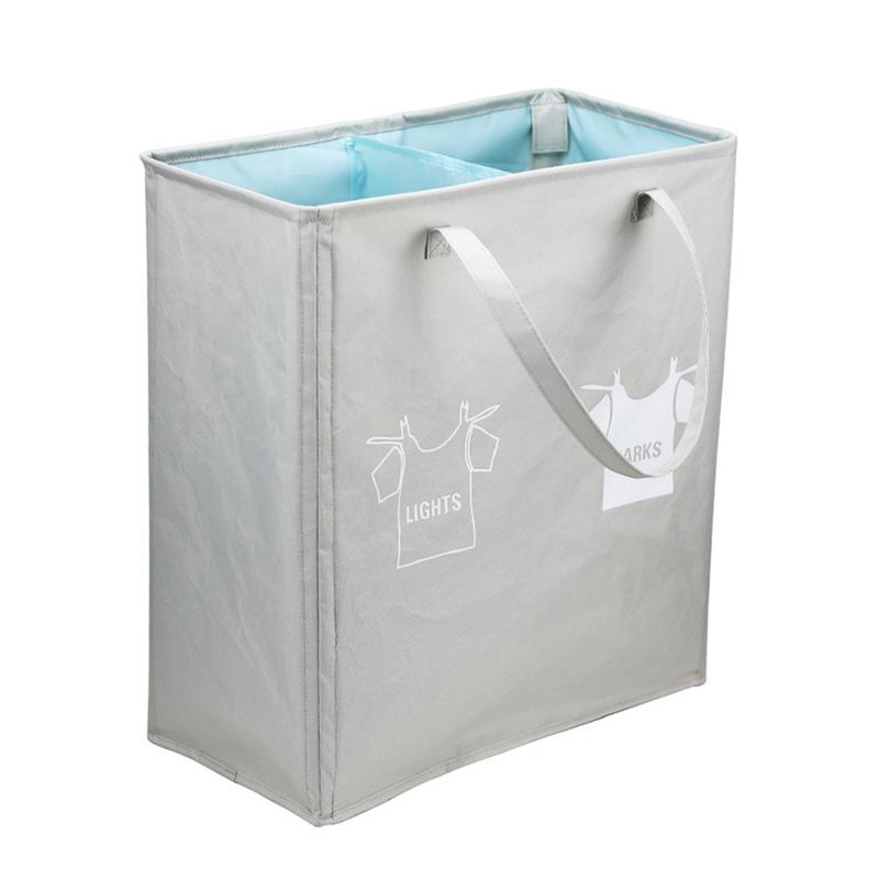 1pc skittentøyskurv sammenleggbar husholdning gjenbrukbar dobbel gitter vaskbar oppbevaringsbeholder skittentøyskurv for hjemmekontorhotell: 3