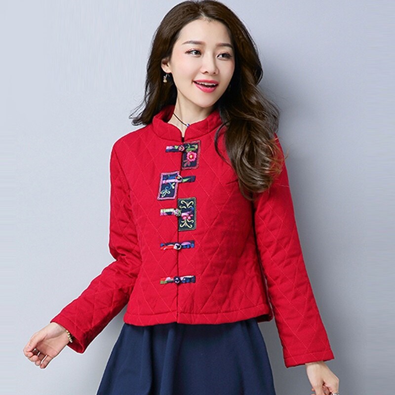 superiore Cheongsam cinesi per donna parka invernale cappotti In piedi bottone cappotti caldi giacca retrò codolo completo da uomo abbigliamento stile orientale 11689