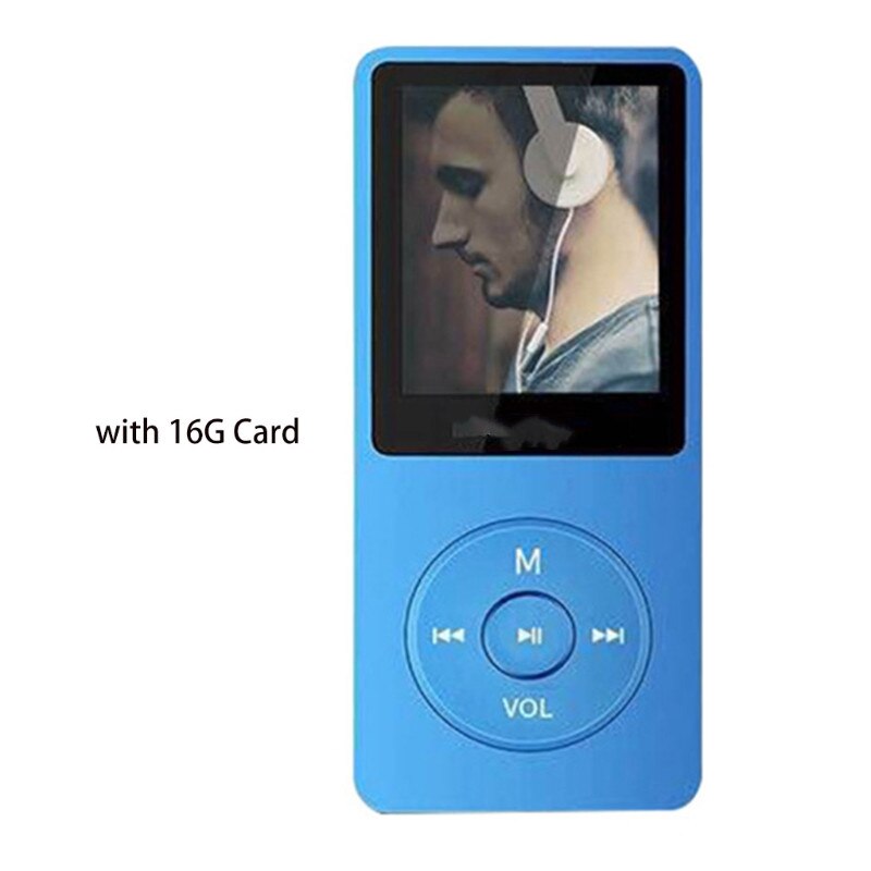 Tragbarer mp3- player-mediaplayer mit 60 stunden wiedergabezeit und 2 stunden ladezeit (usb-stromversorgung), unterstützt bis zu  to 128gb t-flash-karten.: Blau b