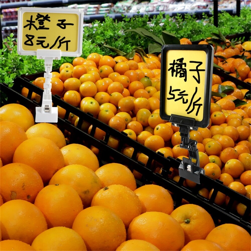 5 Pcs A5 Pop Adjustable Plastic Sign Holder Clip-on Style Rotating Price Label Tag Merchandise Sign Display Clip Holder