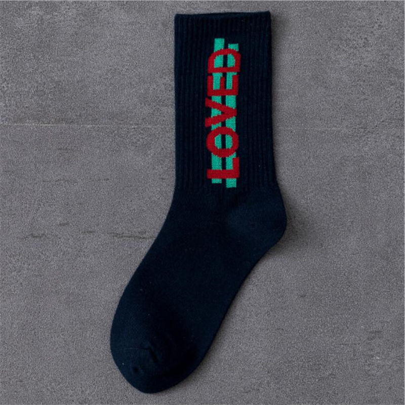 Men's socks spring trendy socks hip-hop socks cotton skateboard English street dance socks women men's street socks: 1