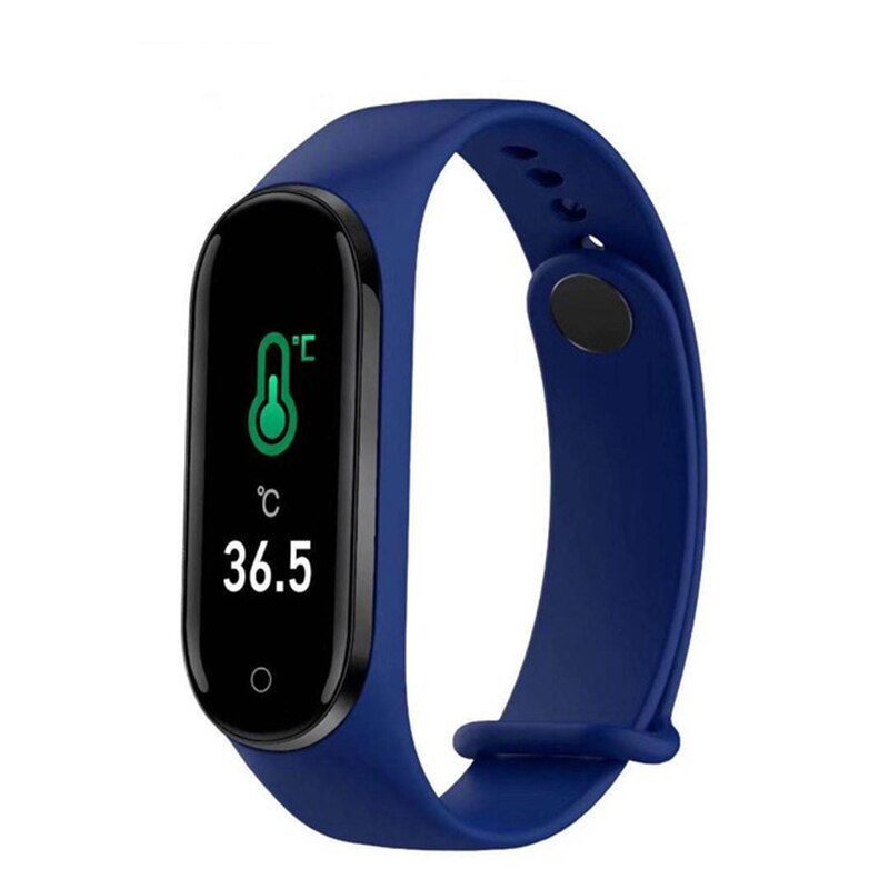 Verbeterde Lichaamstemperatuur Smart Armband Polsband Met Hartslagmeter Ultralight Stappenteller Alarm Fitness Smart Band: Dark Blue