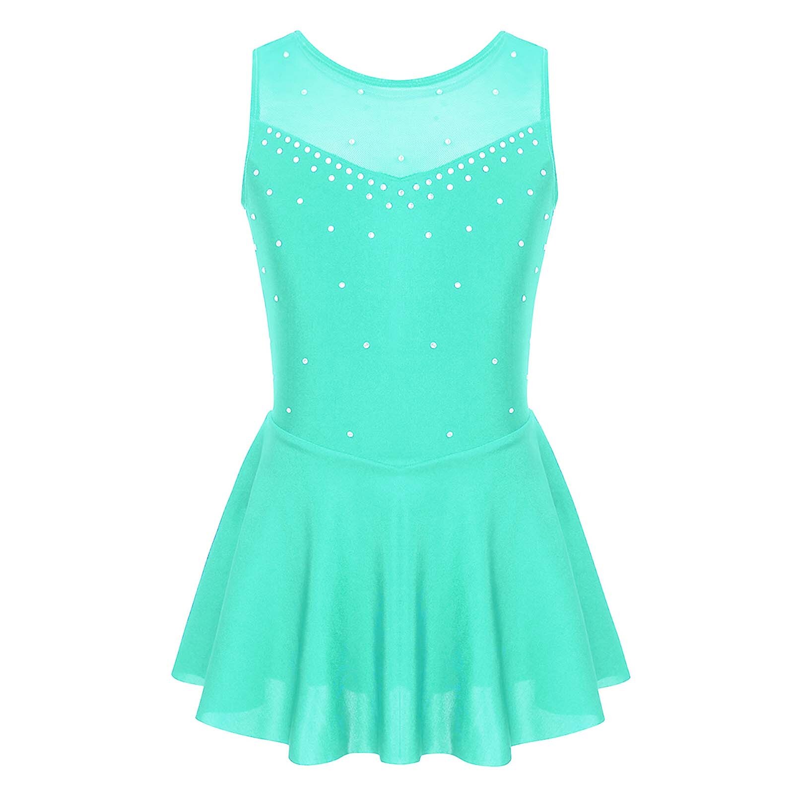 Robe de Ballet pour Fille, Tenue de Ballerine de Patinage Artistique avec Dos en Strass, pour Spectacle sur Scène: S / green