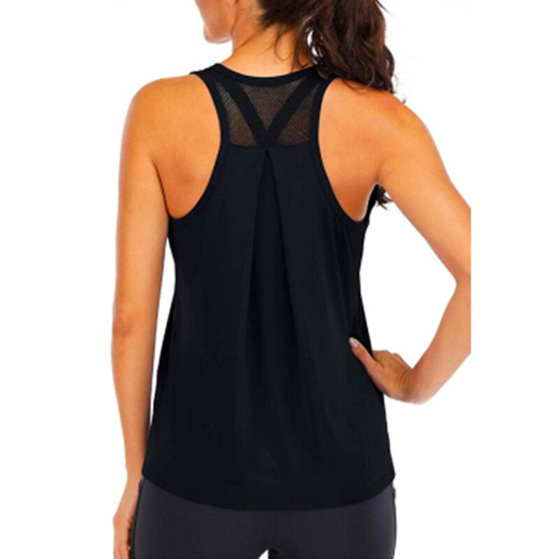 Top deportivo para mujer, Top de entrenamiento, camiseta sin mangas de malla con espalda cruzada para Yoga, ropa de gimnasio, chaleco deportivo sin mangas para entrenamiento