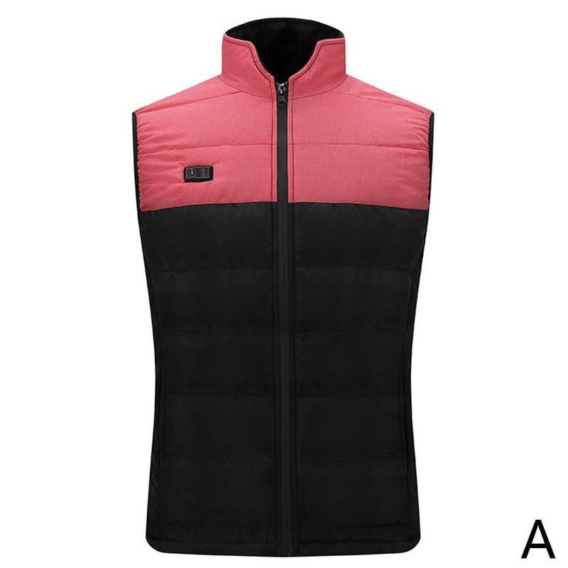 4 Areas Heated Vest Jacket USB Men Winter Smart Heating Sport Cotton Warm Women Sleevless Unisex Outdoor Vest Vest Jacket U2C8: Red / XL