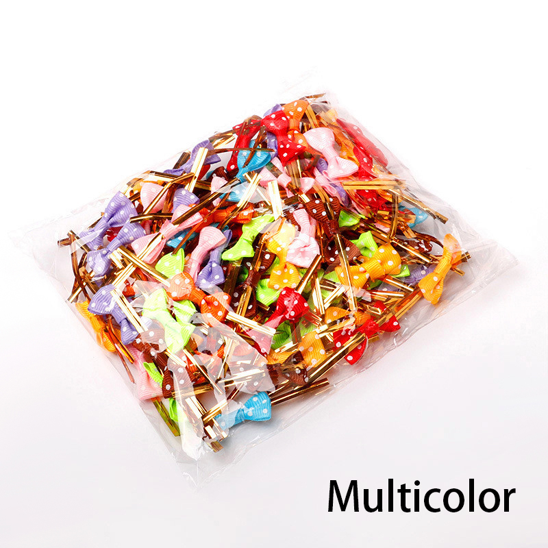 100Pcs DIY Bow Tie Wrapping Golded Wire Bowknot Binding Wire Lollipop Candy Packaging Bags Fastener Sealing Fixed Ties: MULTI