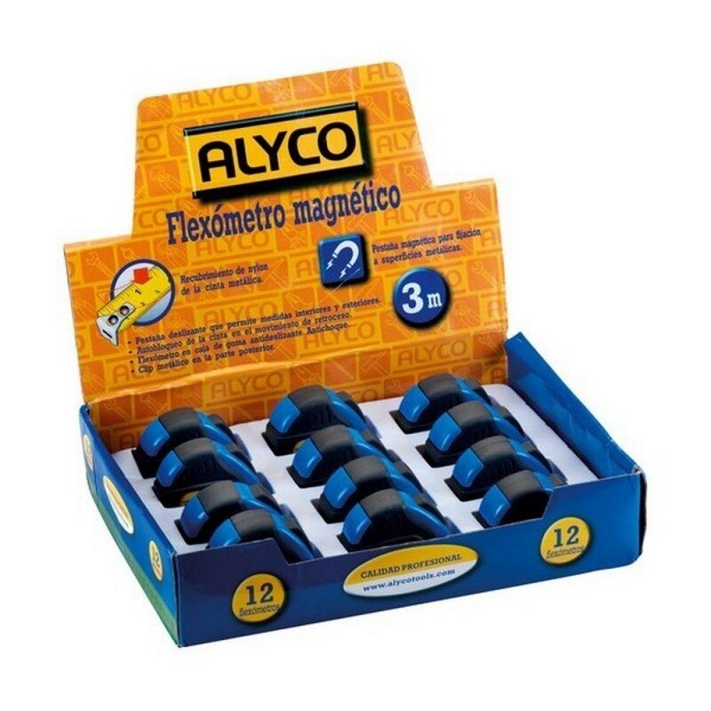 Alyco 197305 Magnetisches Maßband - Bimaterial, Stoßfest & Rutschfest, 16 Mm X 3 M - Für Innen & Außen