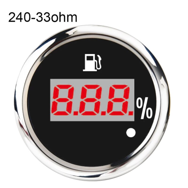 52mm Digital Fuel Level Meter Car Waterproof Gauge Indicator For Engine Motorcycle RV Boat With Alarm