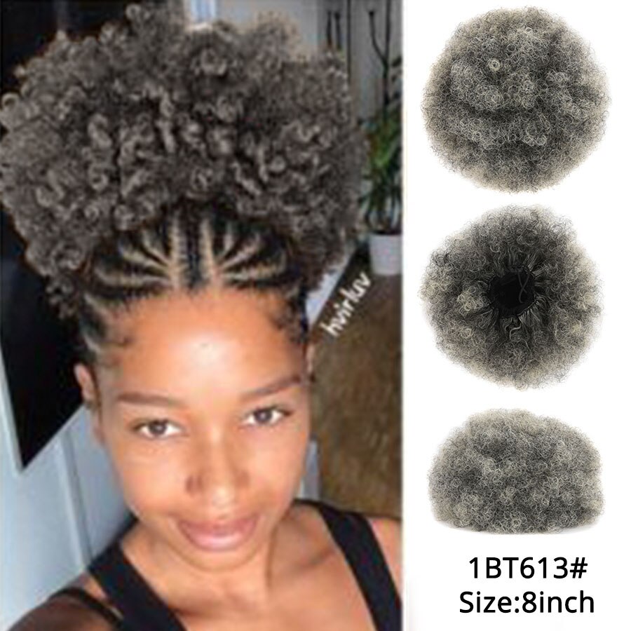 Alileader coc scurt de păr puf afro super-sintetic 8 inch șnur scurt coadă de cal clemă extensie de păr coci de păr crepus: 1 bt 613